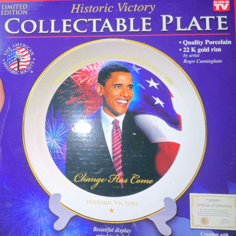 As Seen On TV Collectable Plate - Purple, White, Red, Blue, Gold